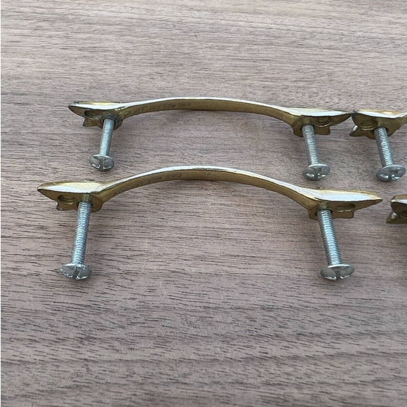 Vintage‎ Allison French Provincial Drawer Pulls Lot of 4 Center White On Brass - Picture 6 of 8